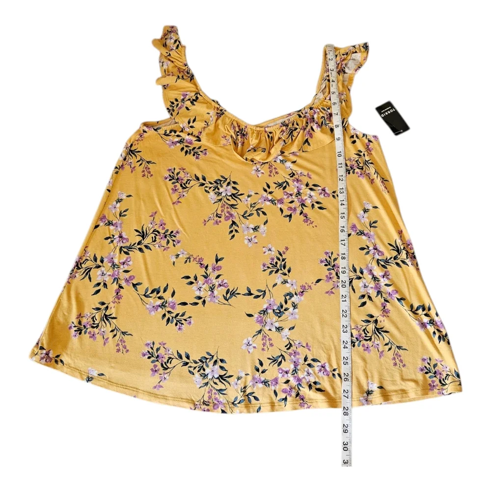 Torrid Floral Ruffle Tank Top V-Neck NEW 1X Torrid Size 1 Yellow - Picture 4 of 11
